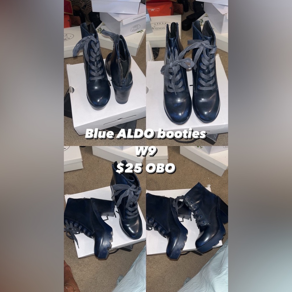 ALDO blue lace-up rain booties